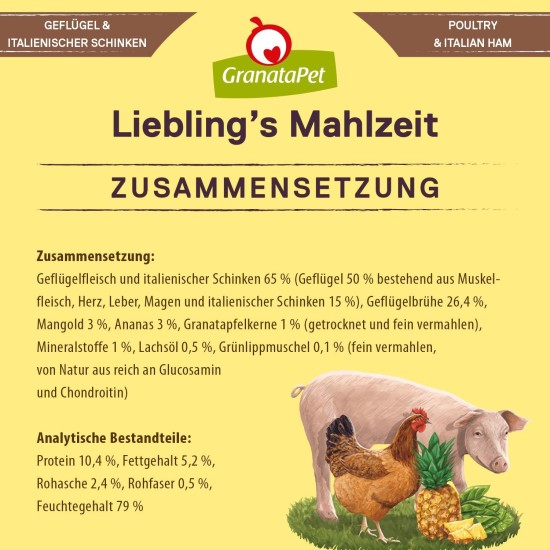 GranataPet Liebling's Mahlzeit Lamb & Potato Wet Dog Food without Grain & Sugar Supplements, Complete Food, 6 x 800 g GranataPet Liebling's Mahlzeit Lamb & Potato Wet Dog Food without Grain & Sugar Supplements, Complete Food, 6 x 800 g