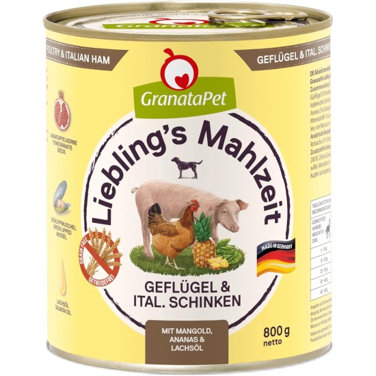 GranataPet Liebling's Mahlzeit Lamb & Potato Wet Dog Food without Grain & Sugar Supplements, Complete Food, 6 x 800 g GranataPet Liebling's Mahlzeit Lamb & Potato Wet Dog Food without Grain & Sugar Supplements, Complete Food, 6 x 800 g