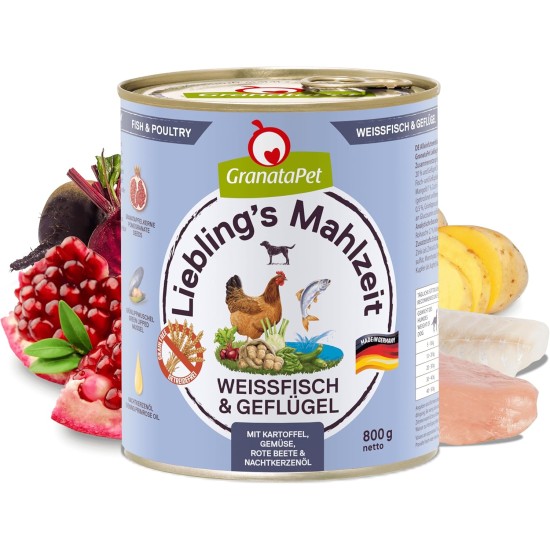 GranataPet Liebling's Mahlzeit Lamb & Potato Wet Dog Food without Grain & Sugar Supplements, Complete Food, 6 x 800 g GranataPet Liebling's Mahlzeit Lamb & Potato Wet Dog Food without Grain & Sugar Supplements, Complete Food, 6 x 800 g