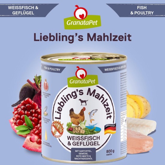 GranataPet Liebling's Mahlzeit Lamb & Potato Wet Dog Food without Grain & Sugar Supplements, Complete Food, 6 x 800 g GranataPet Liebling's Mahlzeit Lamb & Potato Wet Dog Food without Grain & Sugar Supplements, Complete Food, 6 x 800 g