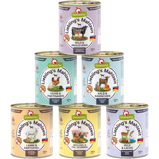 GranataPet Liebling's Mahlzeit Lamb & Potato Wet Dog Food without Grain & Sugar Supplements, Complete Food, 6 x 800 g GranataPet Liebling's Mahlzeit Lamb & Potato Wet Dog Food without Grain & Sugar Supplements, Complete Food, 6 x 800 g