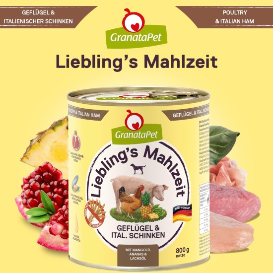 GranataPet Liebling's Mahlzeit Lamb & Potato Wet Dog Food without Grain & Sugar Supplements, Complete Food, 6 x 800 g GranataPet Liebling's Mahlzeit Lamb & Potato Wet Dog Food without Grain & Sugar Supplements, Complete Food, 6 x 800 g