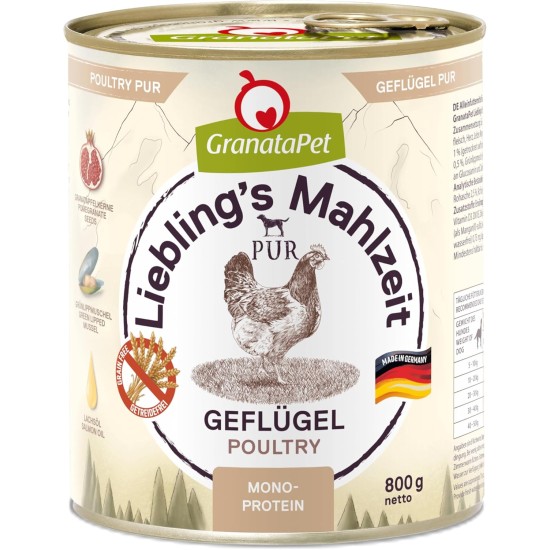 GranataPet Liebling's Mahlzeit Lamb & Potato Wet Dog Food without Grain & Sugar Supplements, Complete Food, 6 x 800 g GranataPet Liebling's Mahlzeit Lamb & Potato Wet Dog Food without Grain & Sugar Supplements, Complete Food, 6 x 800 g