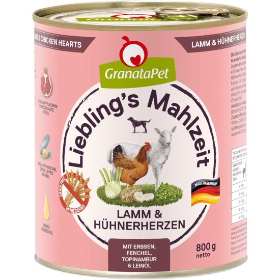 GranataPet Liebling's Mahlzeit Lamb & Potato Wet Dog Food without Grain & Sugar Supplements, Complete Food, 6 x 800 g GranataPet Liebling's Mahlzeit Lamb & Potato Wet Dog Food without Grain & Sugar Supplements, Complete Food, 6 x 800 g