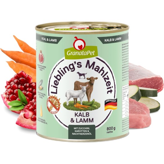 GranataPet Liebling's Mahlzeit Lamb & Potato Wet Dog Food without Grain & Sugar Supplements, Complete Food, 6 x 800 g GranataPet Liebling's Mahlzeit Lamb & Potato Wet Dog Food without Grain & Sugar Supplements, Complete Food, 6 x 800 g