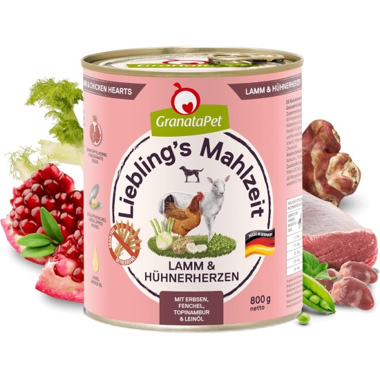 GranataPet Liebling's Mahlzeit Lamb & Potato Wet Dog Food without Grain & Sugar Supplements, Complete Food, 6 x 800 g GranataPet Liebling's Mahlzeit Lamb & Potato Wet Dog Food without Grain & Sugar Supplements, Complete Food, 6 x 800 g