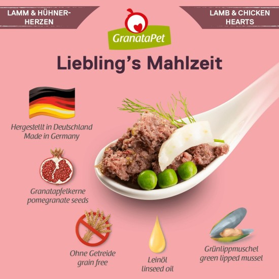 GranataPet Liebling's Mahlzeit Lamb & Potato Wet Dog Food without Grain & Sugar Supplements, Complete Food, 6 x 800 g GranataPet Liebling's Mahlzeit Lamb & Potato Wet Dog Food without Grain & Sugar Supplements, Complete Food, 6 x 800 g
