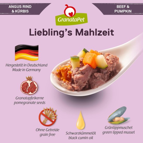 GranataPet Liebling's Mahlzeit Lamb & Potato Wet Dog Food without Grain & Sugar Supplements, Complete Food, 6 x 800 g GranataPet Liebling's Mahlzeit Lamb & Potato Wet Dog Food without Grain & Sugar Supplements, Complete Food, 6 x 800 g