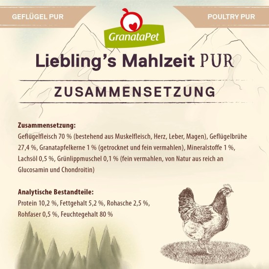GranataPet Liebling's Mahlzeit Lamb & Potato Wet Dog Food without Grain & Sugar Supplements, Complete Food, 6 x 800 g GranataPet Liebling's Mahlzeit Lamb & Potato Wet Dog Food without Grain & Sugar Supplements, Complete Food, 6 x 800 g