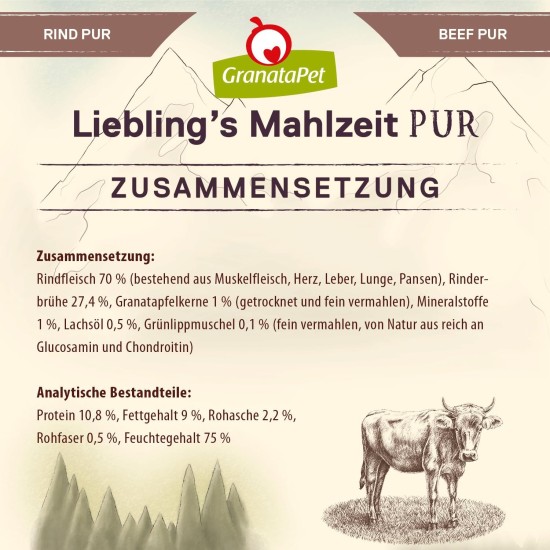 GranataPet Liebling's Mahlzeit Lamb & Potato Wet Dog Food without Grain & Sugar Supplements, Complete Food, 6 x 800 g GranataPet Liebling's Mahlzeit Lamb & Potato Wet Dog Food without Grain & Sugar Supplements, Complete Food, 6 x 800 g