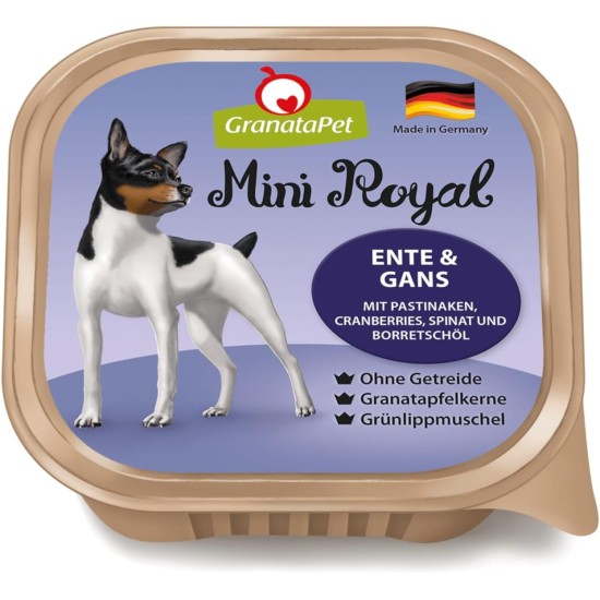 GranataPet Mini Royal Duck & Goose, Wet Food for Dogs, Dog Food without Grain & No Added Sugar, Complete Food for Adult Dogs, 11 x 150 g GranataPet Mini Royal Duck & Goose, Wet Food for Dogs, Dog Food without Grain & No Added Sugar, Complete Food for Adult Dogs, 11 x 150 g