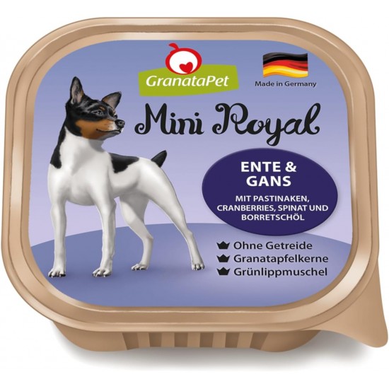 GranataPet Mini Royal Duck & Goose, Wet Food for Dogs, Dog Food without Grain & No Added Sugar, Complete Food for Adult Dogs, 11 x 150 g