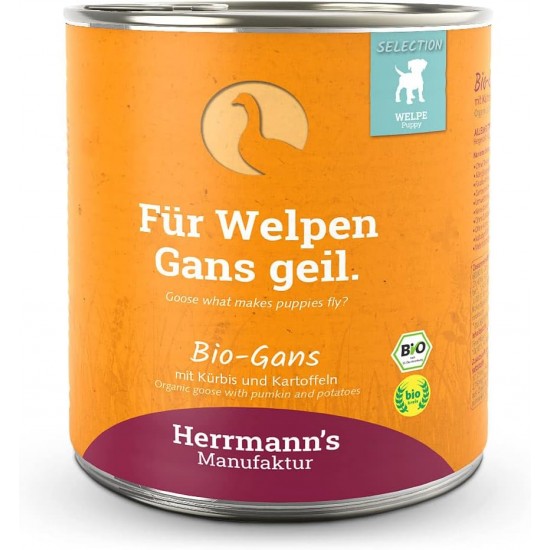 Herrmann's - Selection Puppy Organic Goose with Pumpkin and Potato - 6 x 800g - Wet Food - Dog Food Herrmann's - Selection Puppy Organic Goose with Pumpkin and Potato - 6 x 800g - Wet Food - Dog Food