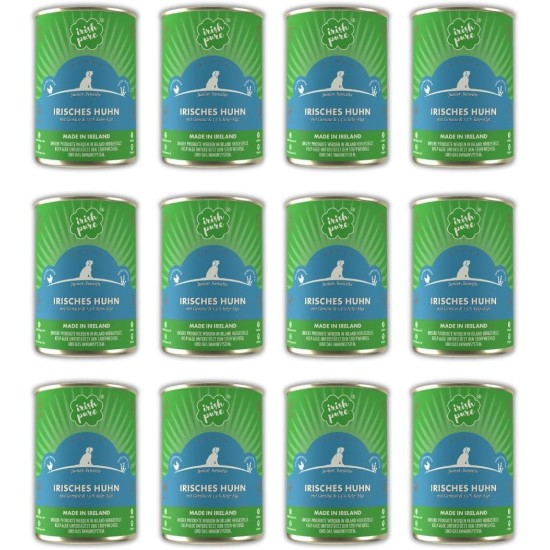 Irish Pure Premium Junior Wet Food for Dogs 12 x 390 g Irish Chicken Vitamins Grain Free Sensitive with Superfood Kelp Algae Wet Food for All Breeds Irish Pure Premium Junior Wet Food for Dogs 12 x 390 g Irish Chicken Vitamins Grain Free Sensitive with Superfood Kelp Algae Wet Food for All Breeds