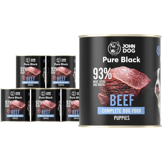 JOHN DOG Pure Black - 93% Meat - Premium Wet Food for Dogs - Puppy Food - Hypoallergenic Dog Food - Gluten Free Wet Food - 100% Natural Ingredients - Dog Treats - 6 x 800 g - Turkey) JOHN DOG Pure Black - 93% Meat - Premium Wet Food for Dogs - Puppy Food - Hypoallergenic Dog Food - Gluten Free Wet Food - 100% Natural Ingredients - Dog Treats - 6 x 800 g - Turkey)