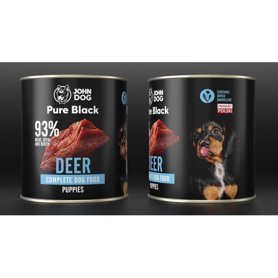 JOHN DOG Pure Black - 93% Meat - Premium Wet Food for Dogs - Puppy Food - Hypoallergenic Dog Food - Gluten Free Wet Food - 100% Natural Ingredients - Dog Treats - 6 x 800 g - Turkey) JOHN DOG Pure Black - 93% Meat - Premium Wet Food for Dogs - Puppy Food - Hypoallergenic Dog Food - Gluten Free Wet Food - 100% Natural Ingredients - Dog Treats - 6 x 800 g - Turkey)