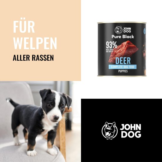 JOHN DOG Pure Black - 93% Meat - Premium Wet Food for Dogs - Puppy Food - Hypoallergenic Dog Food - Gluten Free Wet Food - 100% Natural Ingredients - Dog Treats - 6 x 800 g - Turkey) JOHN DOG Pure Black - 93% Meat - Premium Wet Food for Dogs - Puppy Food - Hypoallergenic Dog Food - Gluten Free Wet Food - 100% Natural Ingredients - Dog Treats - 6 x 800 g - Turkey)