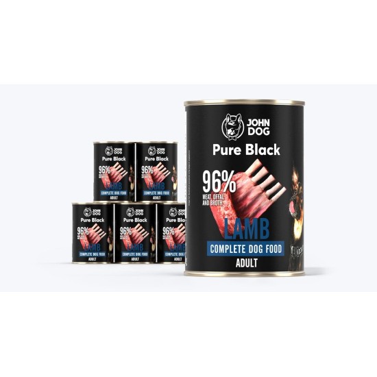 JOHN DOG Wet Food for Dogs Pure Black Lamb 6 x 400 g - For Allergy Prone Dogs - Grain-Free, Monoprotein Dog Food - For Adults Dogs of All Breeds JOHN DOG Wet Food for Dogs Pure Black Lamb 6 x 400 g - For Allergy Prone Dogs - Grain-Free, Monoprotein Dog Food - For Adults Dogs of All Breeds