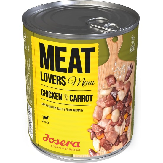 JOSERA Meat Lovers Menu Chicken with Carrot (6 x 800 g) | Adult | Premium Wet Food for Adult Dogs | Chicken with Carrot - with Lots of Meat (65%) | Wheat Free | Wet Dog Food | Pack of 6 JOSERA Meat Lovers Menu Chicken with Carrot (6 x 800 g) | Adult | Premium Wet Food for Adult Dogs | Chicken with Carrot - with Lots of Meat (65%) | Wheat Free | Wet Dog Food | Pack of 6