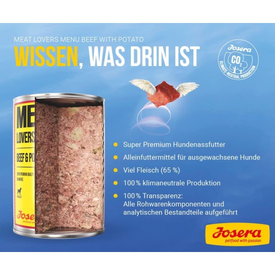 Josera Meat Lovers Menu Multipack Wet Food for Dogs High Meat Content Grain Free Complete Food 6 x 400 g Josera Meat Lovers Menu Multipack Wet Food for Dogs High Meat Content Grain Free Complete Food 6 x 400 g