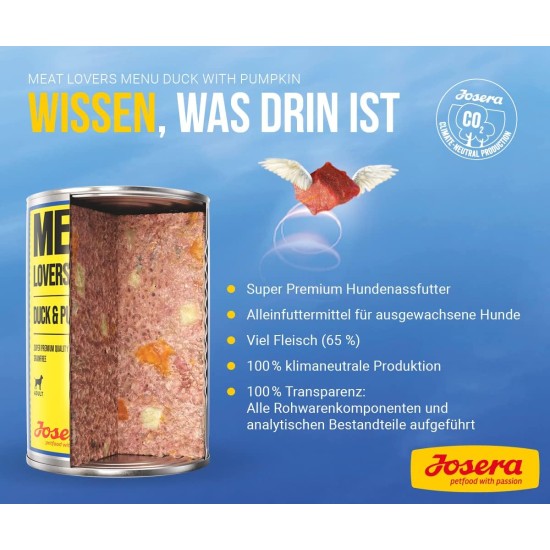 Josera Meat Lovers Menu Multipack Wet Food for Dogs High Meat Content Grain Free Complete Food 6 x 400 g Josera Meat Lovers Menu Multipack Wet Food for Dogs High Meat Content Grain Free Complete Food 6 x 400 g