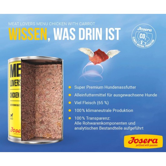 Josera Meat Lovers Pure Beef Wet Food for Dogs High Meat Content Grain Free Juicy Beef Delicious Broth and Minerals Complete Feed 6 x 400 g Josera Meat Lovers Pure Beef Wet Food for Dogs High Meat Content Grain Free Juicy Beef Delicious Broth and Minerals Complete Feed 6 x 400 g