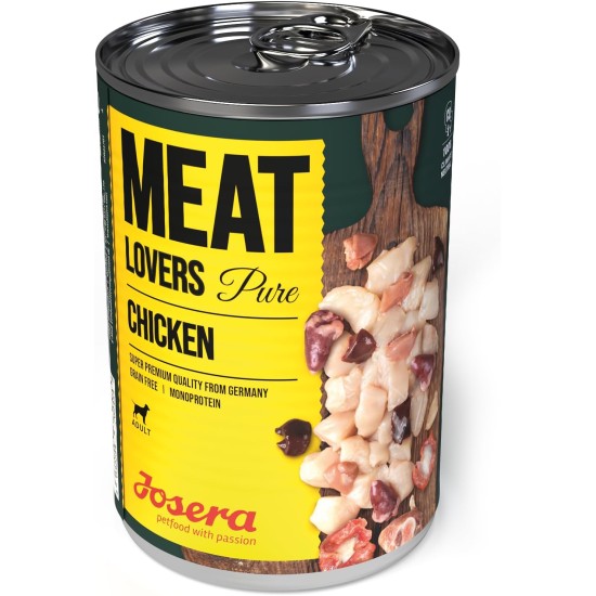 Josera Meat Lovers Pure Chicken Wet Food for Dogs High Meat Content Grain Free Delicious Chicken Complete Food 6 x 400 g Josera Meat Lovers Pure Chicken Wet Food for Dogs High Meat Content Grain Free Delicious Chicken Complete Food 6 x 400 g