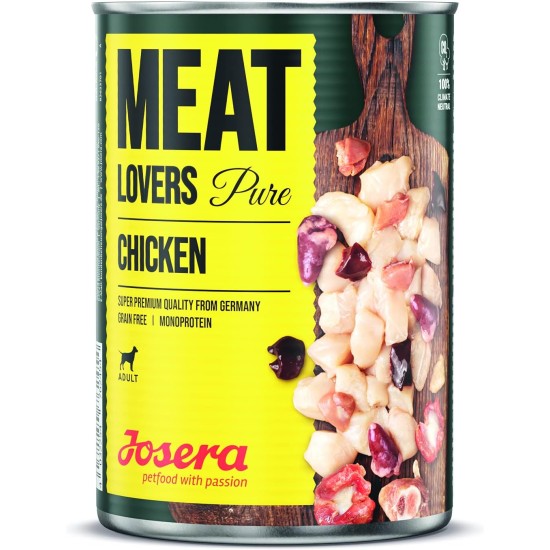 Josera Meat Lovers Pure Chicken Wet Food for Dogs High Meat Content Grain Free Delicious Chicken Complete Food 6 x 400 g Josera Meat Lovers Pure Chicken Wet Food for Dogs High Meat Content Grain Free Delicious Chicken Complete Food 6 x 400 g