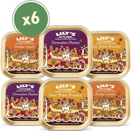 Lily's Kitchen - Wet Dog Food for Adult Dogs 6 Bowls (6 x 150 g) - Classic Dinner Multipack Lily's Kitchen - Wet Dog Food for Adult Dogs 6 Bowls (6 x 150 g) - Classic Dinner Multipack