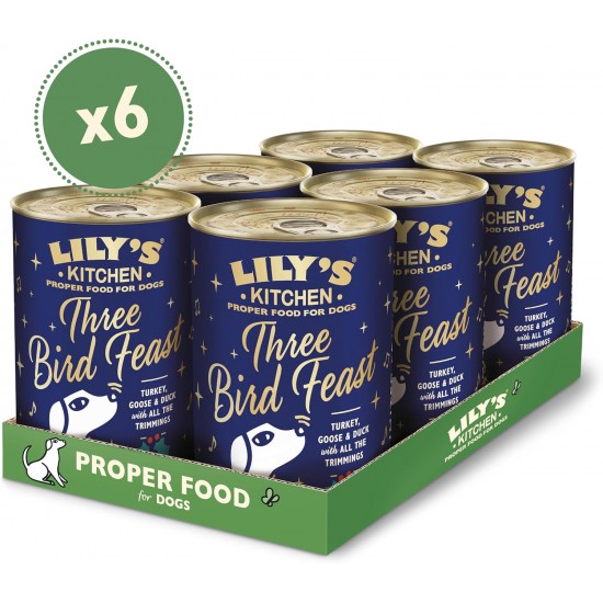 Lily's Kitchen Wet Food for Adult Dogs with Natural Ingredients - Tin - Feast with Three Types of Poultry for Small, Medium and Large Dogs 6 x 400 g Lily's Kitchen Wet Food for Adult Dogs with Natural Ingredients - Tin - Feast with Three Types of Poultry for Small, Medium and Large Dogs 6 x 400 g