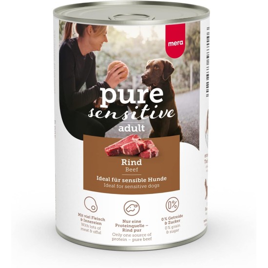 MERA Pure Sensitive Turkey (6 x 400 g), Wet Dog Food with High Meat Content and Grain-Free, Wet Food Made of 100% Animal Protein for Sensitive Dogs, Single Protein MERA Pure Sensitive Turkey (6 x 400 g), Wet Dog Food with High Meat Content and Grain-Free, Wet Food Made of 100% Animal Protein for Sensitive Dogs, Single Protein