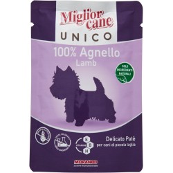 Migliorcane Unico Pate Wet Food for Dogs (100% Made in Italy, Main Ingredient: Lamb, Dog Food Wet, High-Quality Dog Snack, Serving Size: 100 g)