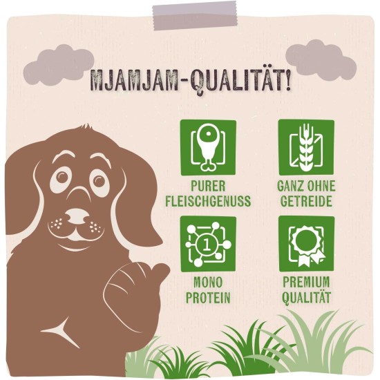 MjAMjAM - Premium Wet Food for Dogs - Mix Pack I - Chicken & Duck, Beef, Turkey, Pack of 6 (6 x 200 g), Natural with Extra Meat MjAMjAM - Premium Wet Food for Dogs - Mix Pack I - Chicken & Duck, Beef, Turkey, Pack of 6 (6 x 200 g), Natural with Extra Meat