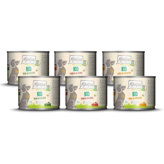 MjAMjAM - Premium Wet Food for Dogs - Naturally Delicious - The Organic Box, Pack of 6 (6 x 200 g), Grain-Free MjAMjAM - Premium Wet Food for Dogs - Naturally Delicious - The Organic Box, Pack of 6 (6 x 200 g), Grain-Free