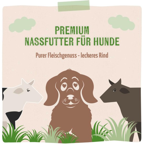 MjAMjAM - Premium Wet Food for Dogs - Pure Meat Enjoyment - Delicious Pure Beef, Pack of 6 (6 x 400 g), Grain-Free with Extra Meat MjAMjAM - Premium Wet Food for Dogs - Pure Meat Enjoyment - Delicious Pure Beef, Pack of 6 (6 x 400 g), Grain-Free with Extra Meat