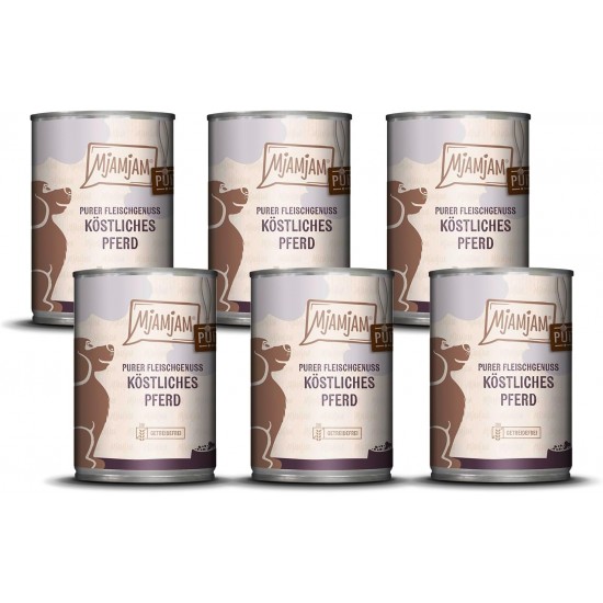 MjAMjAM - Premium Wet Food for Dogs - Pure Meat Enjoyment - Delicious Pure Horse, Pack of 6 (6 x 400 g), Grain-Free with Extra Meat MjAMjAM - Premium Wet Food for Dogs - Pure Meat Enjoyment - Delicious Pure Horse, Pack of 6 (6 x 400 g), Grain-Free with Extra Meat