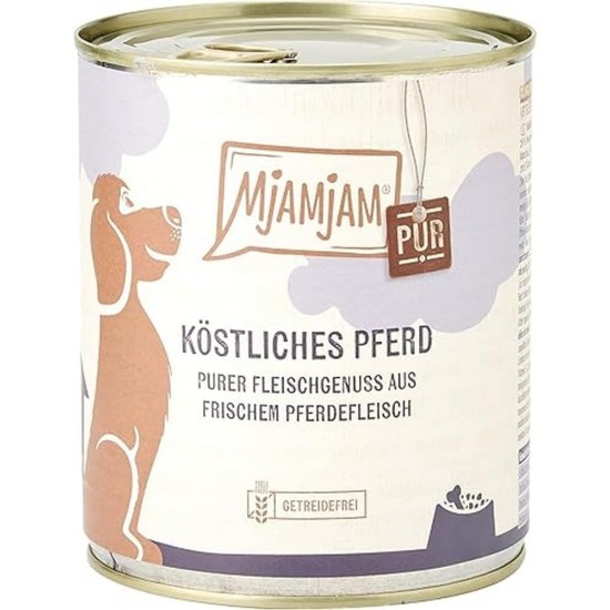MjAMjAM - Premium Wet Food for Dogs - Pure Meat Enjoyment - Delicious Pure Horse, Pack of 6 (6 x 800 g), Grain-Free with Extra Meat MjAMjAM - Premium Wet Food for Dogs - Pure Meat Enjoyment - Delicious Pure Horse, Pack of 6 (6 x 800 g), Grain-Free with Extra Meat