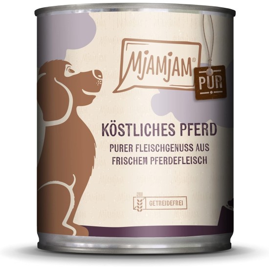 MjAMjAM - Premium Wet Food for Dogs - Pure Meat Enjoyment - Delicious Pure Horse, Pack of 6 (6 x 800 g), Grain-Free with Extra Meat MjAMjAM - Premium Wet Food for Dogs - Pure Meat Enjoyment - Delicious Pure Horse, Pack of 6 (6 x 800 g), Grain-Free with Extra Meat
