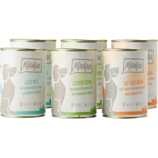 MjAMjAM - Premium Wet Food for Dogs - Pure Meat Enjoyment - Delicious Pure Horse, Pack of 6 (6 x 800 g), Grain-Free with Extra Meat MjAMjAM - Premium Wet Food for Dogs - Pure Meat Enjoyment - Delicious Pure Horse, Pack of 6 (6 x 800 g), Grain-Free with Extra Meat