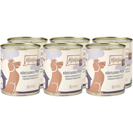 MjAMjAM - Premium Wet Food for Dogs - Pure Meat Enjoyment - Delicious Pure Horse, Pack of 6 (6 x 800 g), Grain-Free with Extra Meat MjAMjAM - Premium Wet Food for Dogs - Pure Meat Enjoyment - Delicious Pure Horse, Pack of 6 (6 x 800 g), Grain-Free with Extra Meat