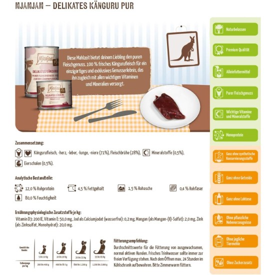 MjAMjAM - Premium Wet Food for Dogs - Pure Meat Enjoyment - Delicious Pure Horse, Pack of 6 (6 x 800 g), Grain-Free with Extra Meat MjAMjAM - Premium Wet Food for Dogs - Pure Meat Enjoyment - Delicious Pure Horse, Pack of 6 (6 x 800 g), Grain-Free with Extra Meat