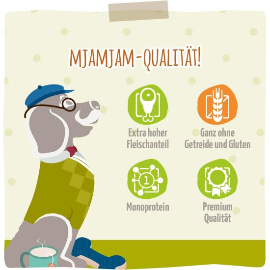 MjAMjAM - Premium Wet Food for Dogs - Senior - Juicy Chicken on Tasty Sweet Potatoes, Pack of 6 (6 x 200 g), Grain-Free MjAMjAM - Premium Wet Food for Dogs - Senior - Juicy Chicken on Tasty Sweet Potatoes, Pack of 6 (6 x 200 g), Grain-Free