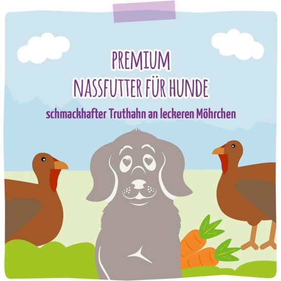 MjAMjAM - Premium wet food for dogs - Mix package II - with chicken & duck, beef, turkey, veal, turkey, lamb, 6-pack (6 x 400 g), grain-free with extra meat MjAMjAM - Premium wet food for dogs - Mix package II - with chicken & duck, beef, turkey, veal, turkey, lamb, 6-pack (6 x 400 g), grain-free with extra meat