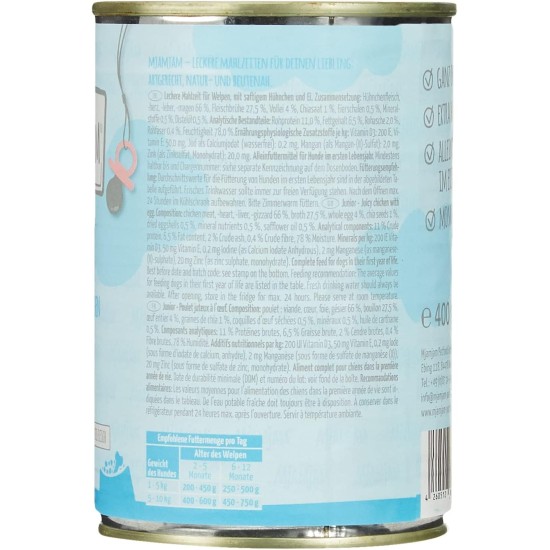 MjAMjAM - Premium wet food for dogs - Mix package II - with chicken & duck, beef, turkey, veal, turkey, lamb, 6-pack (6 x 400 g), grain-free with extra meat MjAMjAM - Premium wet food for dogs - Mix package II - with chicken & duck, beef, turkey, veal, turkey, lamb, 6-pack (6 x 400 g), grain-free with extra meat