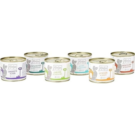 MjAMjAM - Premium wet food for dogs - Mix package II - with chicken & duck, beef, turkey, veal, turkey, lamb, 6-pack (6 x 400 g), grain-free with extra meat MjAMjAM - Premium wet food for dogs - Mix package II - with chicken & duck, beef, turkey, veal, turkey, lamb, 6-pack (6 x 400 g), grain-free with extra meat