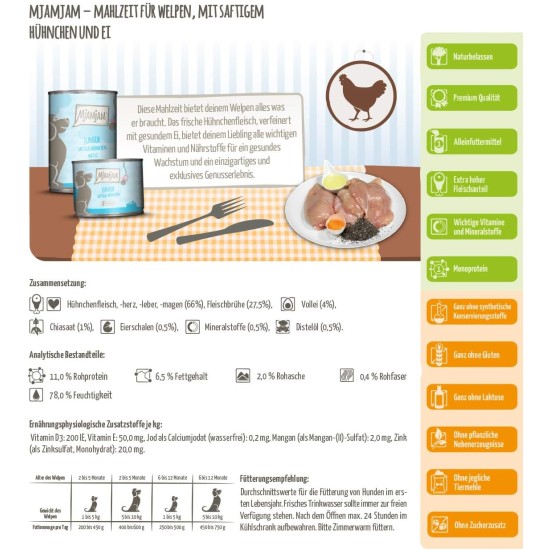 MjAMjAM - Premium wet food for dogs - Mix package II - with chicken & duck, beef, turkey, veal, turkey, lamb, 6-pack (6 x 400 g), grain-free with extra meat MjAMjAM - Premium wet food for dogs - Mix package II - with chicken & duck, beef, turkey, veal, turkey, lamb, 6-pack (6 x 400 g), grain-free with extra meat
