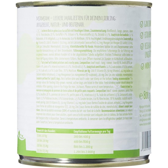 MjAMjAM - Premium wet food for dogs - Mix package II - with chicken & duck, beef, turkey, veal, turkey, lamb, 6-pack (6 x 400 g), grain-free with extra meat MjAMjAM - Premium wet food for dogs - Mix package II - with chicken & duck, beef, turkey, veal, turkey, lamb, 6-pack (6 x 400 g), grain-free with extra meat