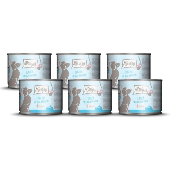 MjAMjAM - Premium wet food for dogs - Mix package II - with chicken & duck, beef, turkey, veal, turkey, lamb, 6-pack (6 x 400 g), grain-free with extra meat MjAMjAM - Premium wet food for dogs - Mix package II - with chicken & duck, beef, turkey, veal, turkey, lamb, 6-pack (6 x 400 g), grain-free with extra meat