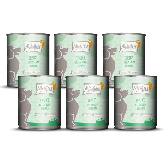 MjAMjAM - Premium wet food for dogs - Mix package II - with chicken & duck, beef, turkey, veal, turkey, lamb, 6-pack (6 x 400 g), grain-free with extra meat MjAMjAM - Premium wet food for dogs - Mix package II - with chicken & duck, beef, turkey, veal, turkey, lamb, 6-pack (6 x 400 g), grain-free with extra meat