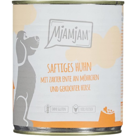 MjAMjAM - Premium wet food for dogs - Mix package II - with chicken & duck, beef, turkey, veal, turkey, lamb, 6-pack (6 x 400 g), grain-free with extra meat MjAMjAM - Premium wet food for dogs - Mix package II - with chicken & duck, beef, turkey, veal, turkey, lamb, 6-pack (6 x 400 g), grain-free with extra meat